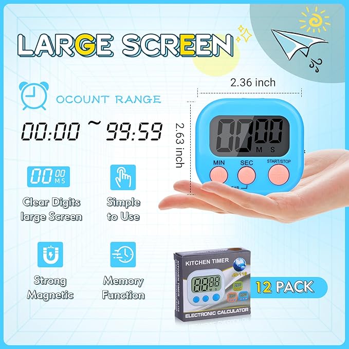 Mwellewm 24 Pcs Digital Timers for Classroom Kitchen Timers for Cooking Small - Image 2