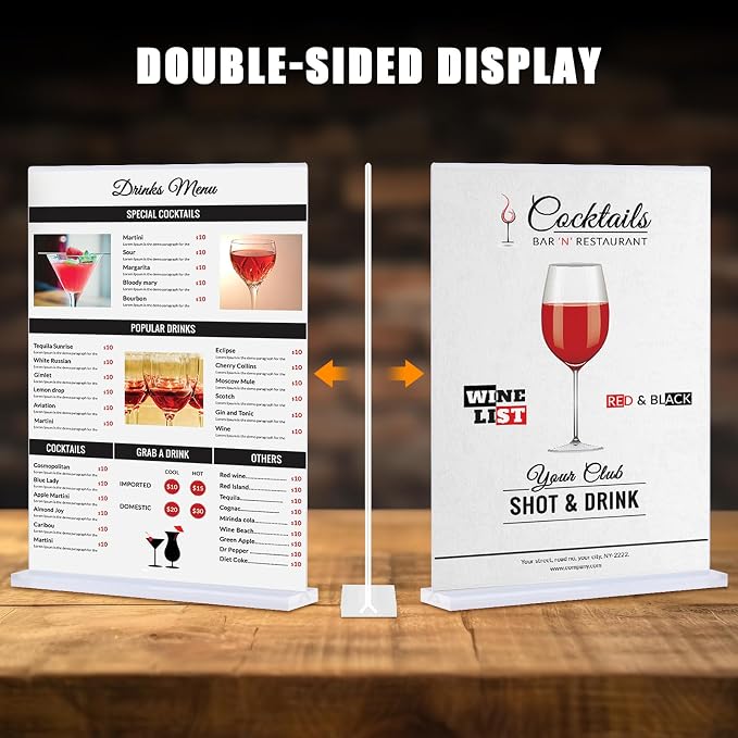 xydstay 6pack Acrylic Sign Holder 8.5 X 11, Vertical T Shape Clear Plastic Menu - Image 9
