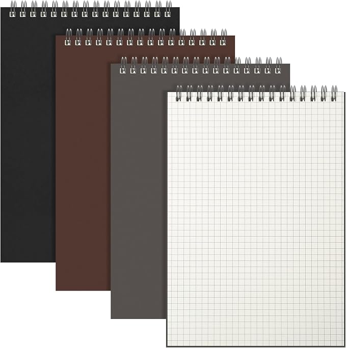 Engrowtic 3 Pack Graph Paper Spiral Notepad A5 Top Wirebound Notepad Grid by Engrowtic
