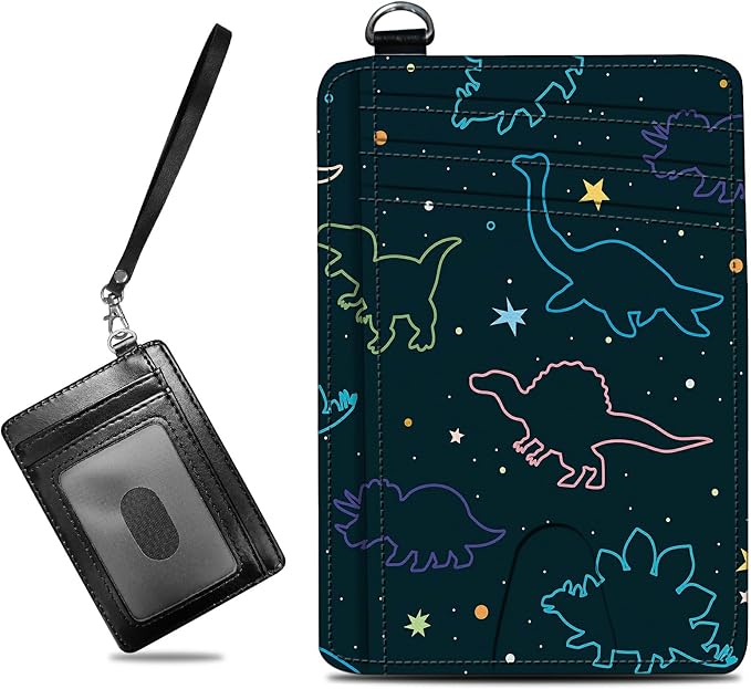 BWEGRHE Small Travel Wallets, Fun Dinosaurs Slim Minimalist Front Pocket Wallet by BWEGRHE