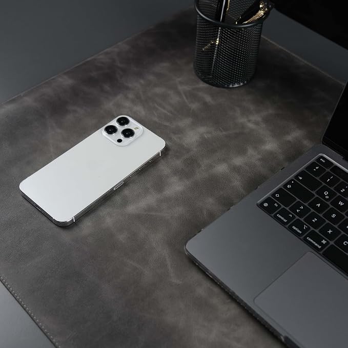 TORONATA Jersey Genuine Calfskin Leather Desk Pad, Office Desk Mat - Image 4