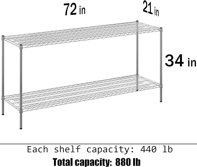 Regal Altair 21" Deep x 72" Wide x 34" Height Wire Shelving Kit | 2-Tier | NSF - Image 3