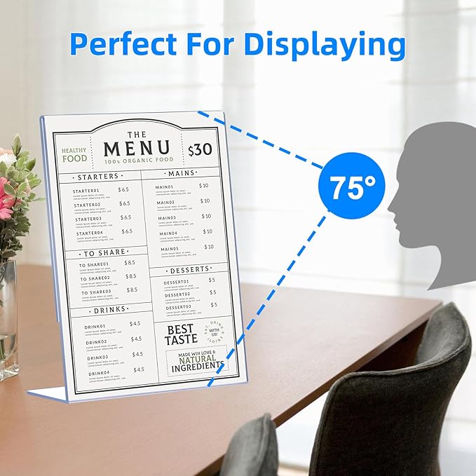DECOHOBO 24 Pack Acrylic Sign Holder 8.5 x 11, L-Shape Acrylic Stands - Image 6