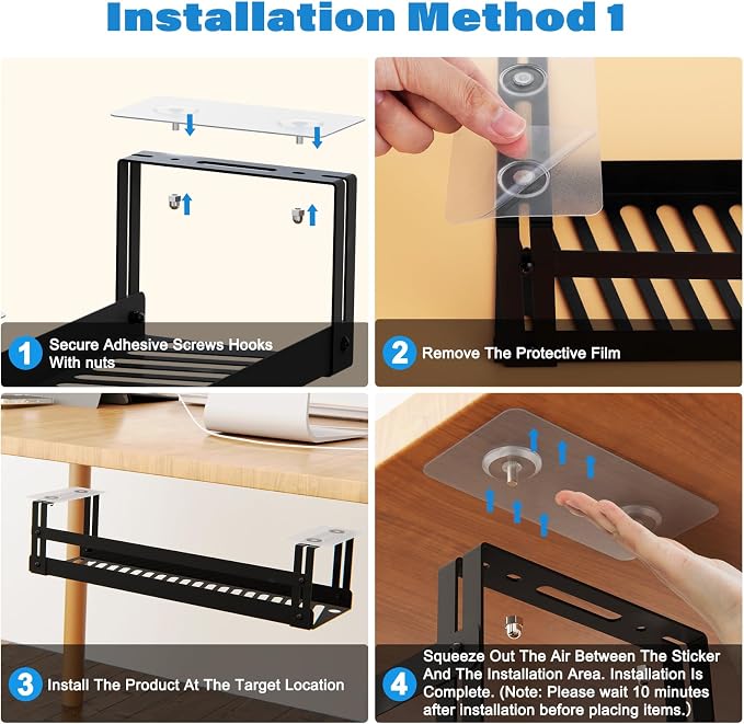 PAVSTINE Under Desk Cable Management Tray, 17 in Metal Cable Tray Basket - Image 6