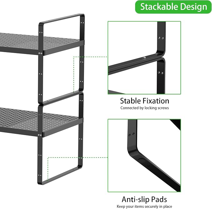 SOFRON Expandable Cabinet Storage Shelf Stackable Organizer Rack - Image 5