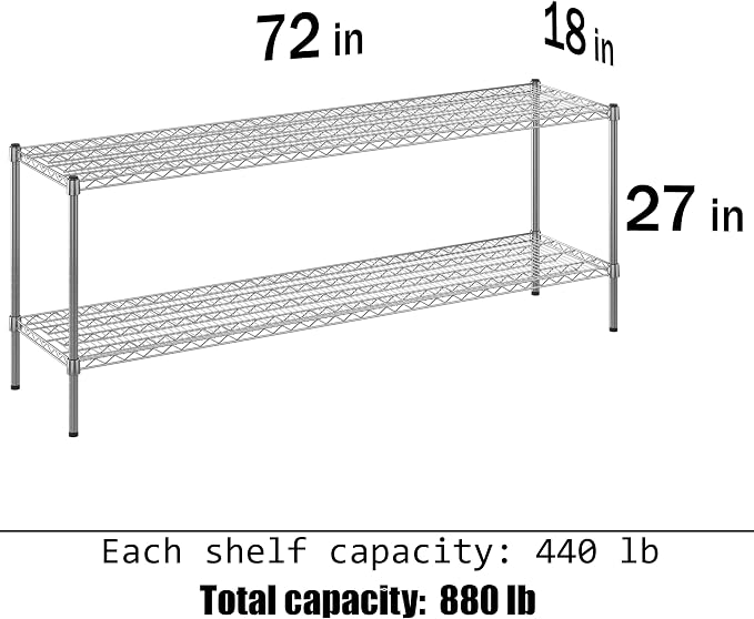 Regal Altair 18" Deep x 72" Wide x 27" Height Wire Shelving Kit | 2-Tier | NSF - Image 3