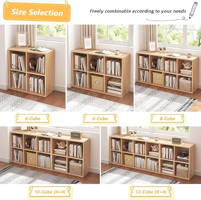 NELYE 4 Cube Organizer Bookcase - Image 6