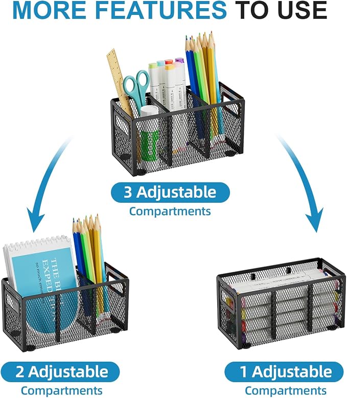 Marbrasse 2P Mesh Pen Holder for Desk, Pencil Holder Desk Organizer 3 - Image 3