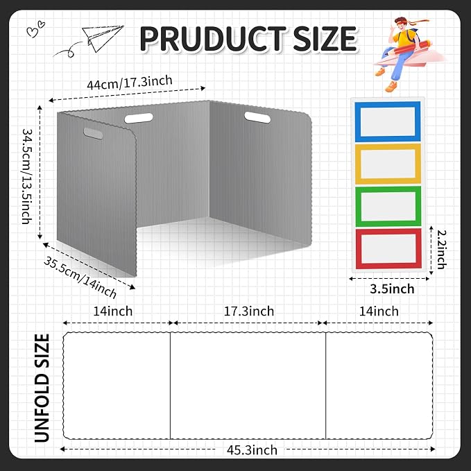 24 Pcs Desk Dividers for Students 14 × 17.5 × 14 Inch Plastic Durable and - Image 3