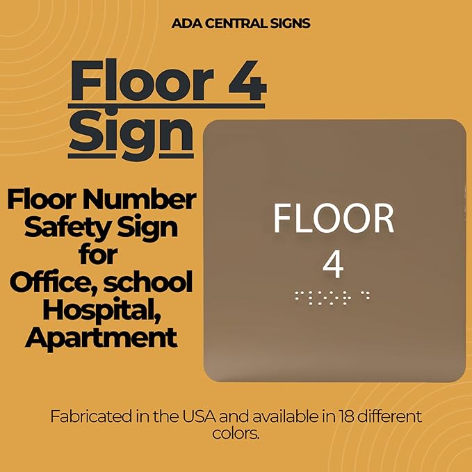 Red ADA Floor 4 Sign with Braille – Made from Durable Acrylic and Ready to Mount - Image 6