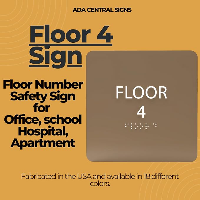 Grey w/White ADA Floor 4 Sign - Image 6