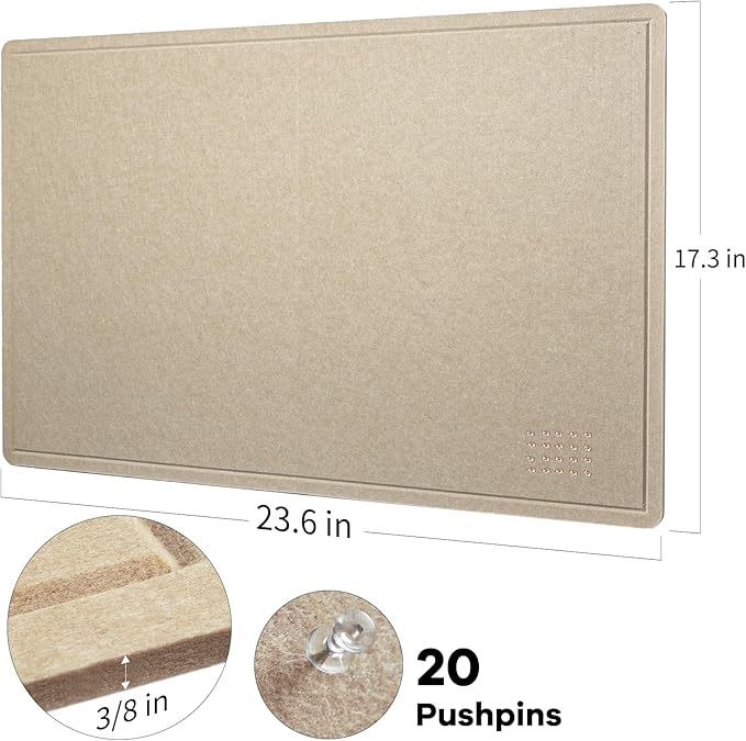 Bulletin Board, 24 x 18 inches Decorative Felt Pin Board, Cork Board Alternative - Image 4