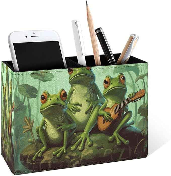 Famame Cute Funny Frog Music Team Pencil Holder