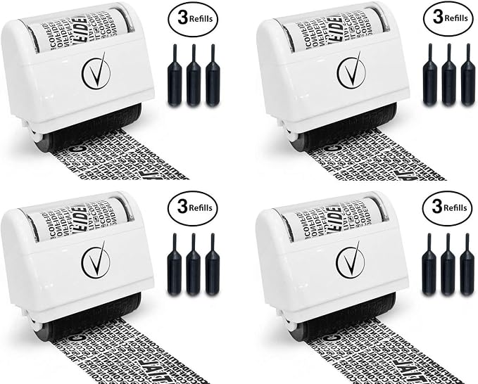 Vantamo Identity Protection Roller Stamps Wide Kit, Including 3-Pack Refills by Vantamo