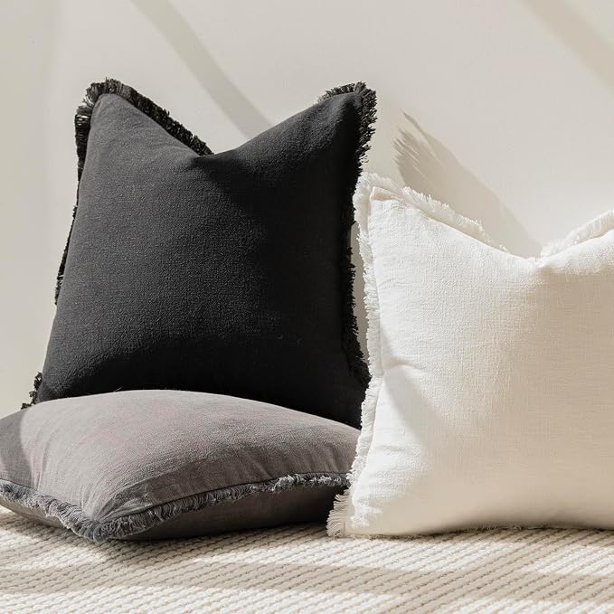 Foindtower Set of 2 Decorative Linen Fringe Lumbar Throw Pillow Covers Boho - Image 5