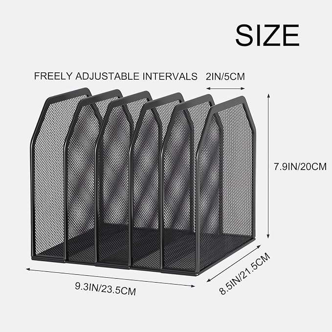 ASIFMTHOT 5 Vertical Desk Mail Organizer, Metal Mesh Desktop File Organizer - Image 6