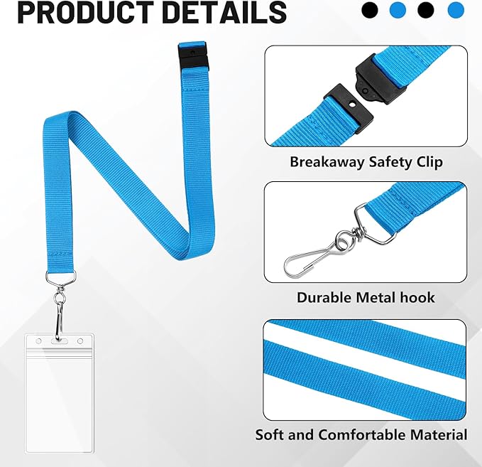 24-Pack Sky Blue Breakaway Lanyards - Image 4