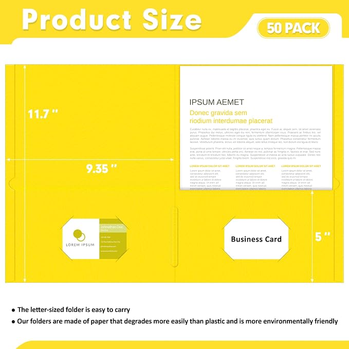 Two Pocket Folders, PANDRI 50 Pack 2 Pocket Folders, Letter Size Paper File - Image 2