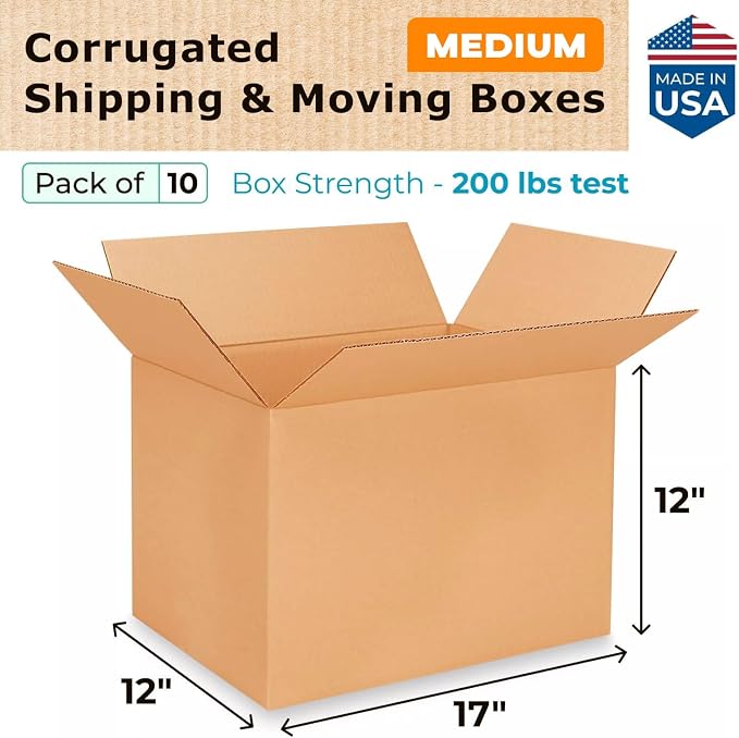 Medium Shipping & Moving Boxes 17x12x12 inches - Image 2