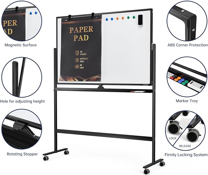 Large Dry-Erase Rolling Magnetic Whiteboard - Image 3