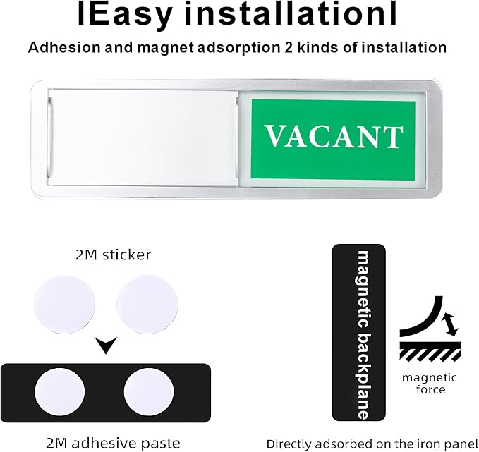 Meeting in Progress or Vacant Door Sign, Sliding Status Indicator Sign - Image 4