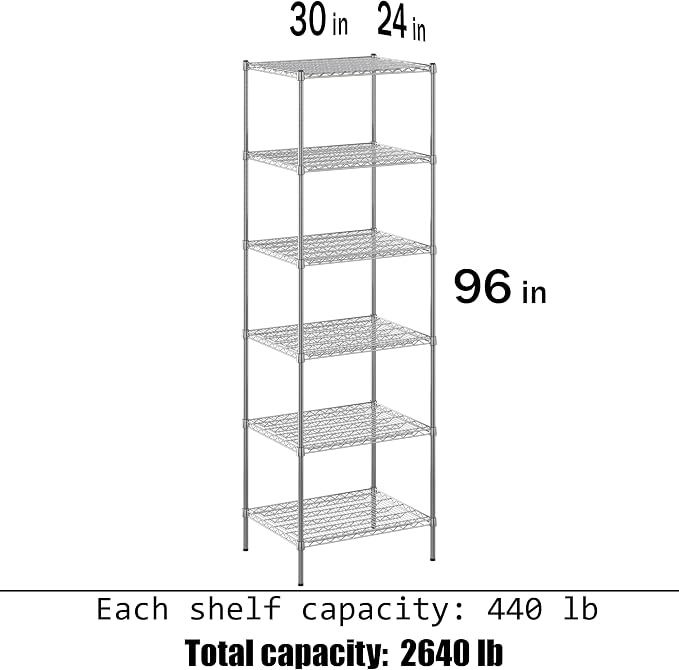 Regal Altair 24" Deep x 30" Wide x 96" Height Wire Shelving Kit | 6-Tier | NSF - Image 3