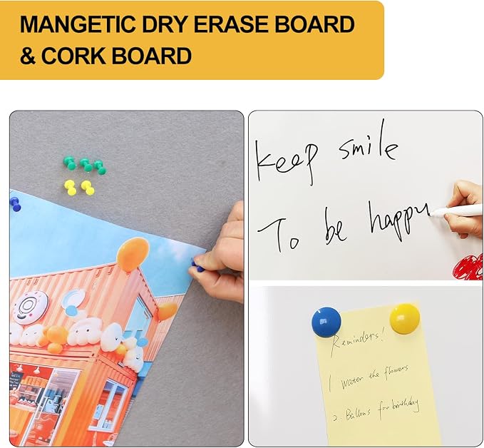DEVELOP Grey Felt Bulletin & Magnetic Dry Erase Combo Board, 36 x 24 Inch - Image 2