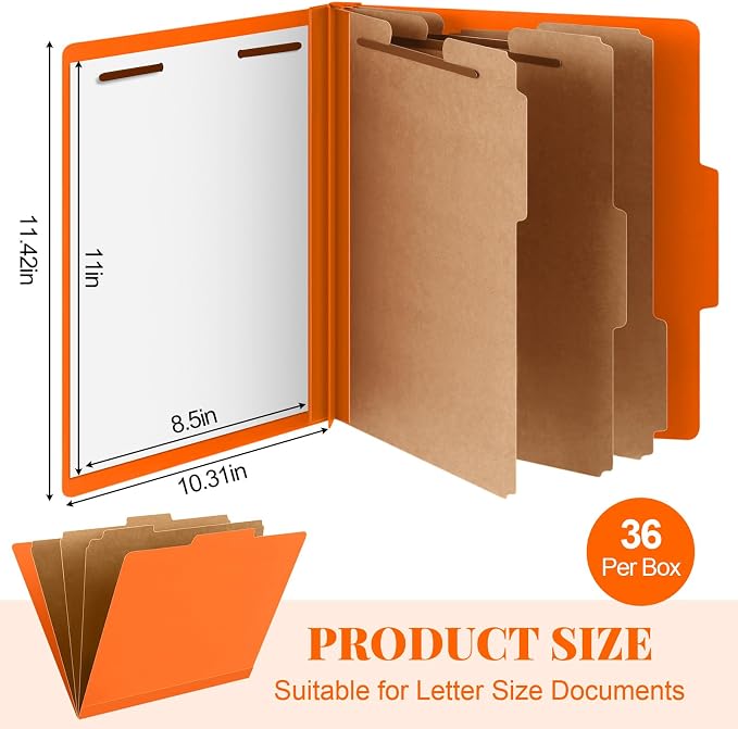 Skyygemm 36 Pcs Classification Folders Letter Size, 3 Divider Pressboard File - Image 2