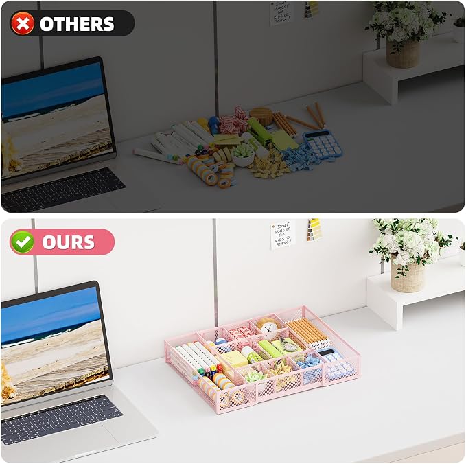 Marbrasse Expandable Desk Drawer Organizer, Mesh Tray - Image 8