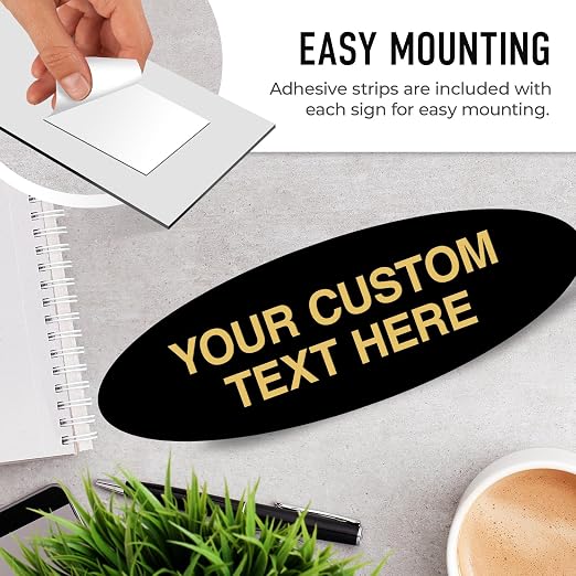 Custom Wall or Door Sign, Personalized Oval Plaque Engraved Message - Image 6