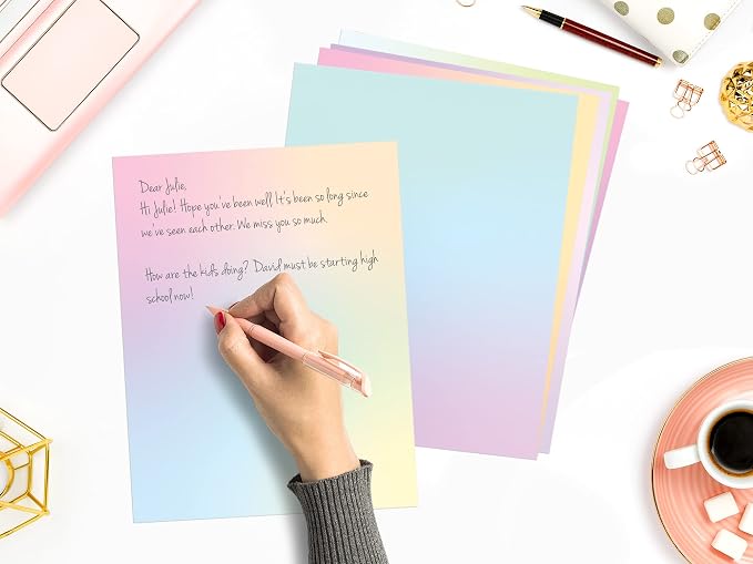 Pastel Gradient Paper Stationery, Aesthetic Paper 8.5 x 11 Inches, 60 Sheets - Image 4