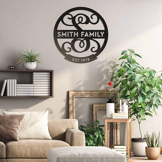 RealSteel Family Name Monogram, Personalized Family Name Metal Sign, Est Year - Image 6