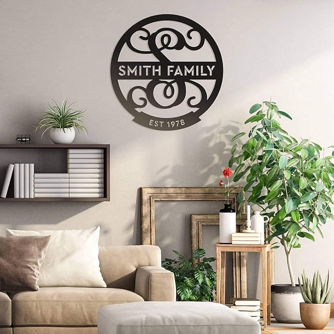 RealSteel Personalized Family Name Monogram Metal Sign – Custom Split Letter - Image 6