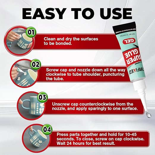 Super Glue Gel 3 Gram, Strong All Purpose Single Use Cyanoacrylate Adhesive - Image 7