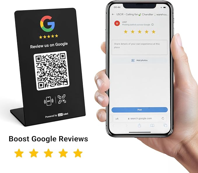 HotLabel – Google Review Stand 3-Pack + Bonus Google Review Tap Card 3-Pack – - Image 2