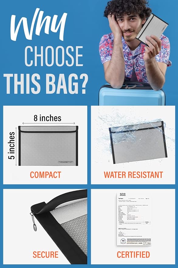 Fireproof Document Bag Envelope Size: 8" x 5" Fireproof Cash Bags - Image 4