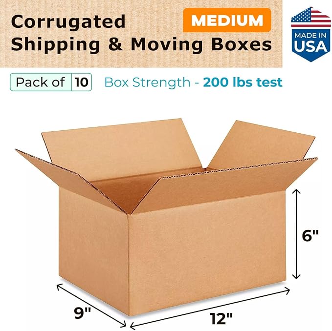 Medium Moving & Shipping Boxes 12x9x6 inches - Image 2