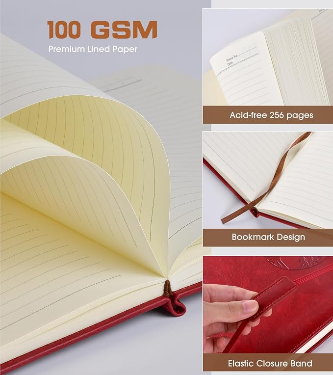 Biuwory Lined Journal Notebook for Women Men, 256 Pages B5 Large Hardcover - Image 4