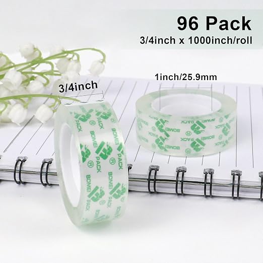 BOMEI PACK 96Rolls Crystal Clear Tape Refills - Image 2