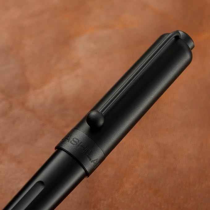 HUASHILAI Luxury Matte Black Forest Fountain Pen Set, Titanium Black Extra Fine