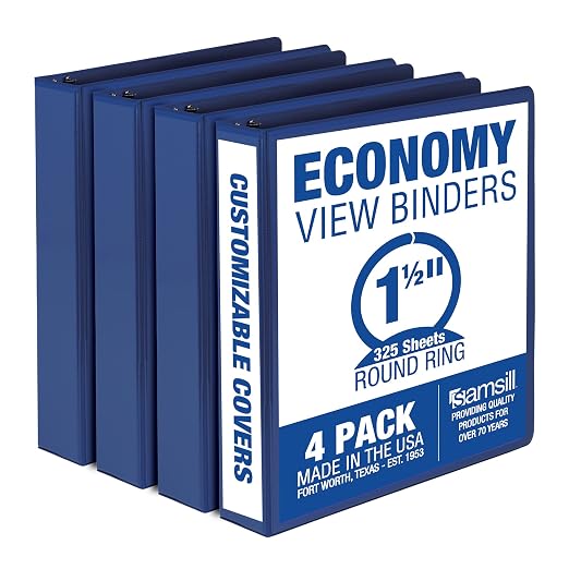 Samsill 1.5 Inch 3 Ring Binders, Made in USA, Economy Round Ring, 325 Sheet by Samsill