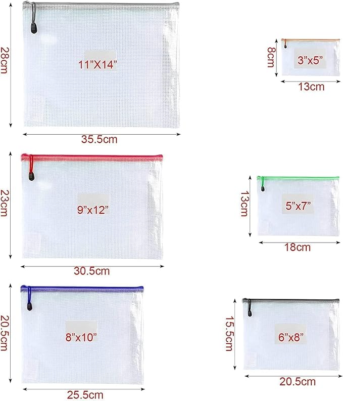 Oaimyy-18PCS-12 x 16 Inches-Mesh Zipper Pouch, Plastic Zip File Folders Puzzle - Image 3