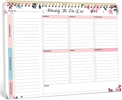 Taja Undated Weekly Desk Planner, 52 Sheets, Whispering Petal