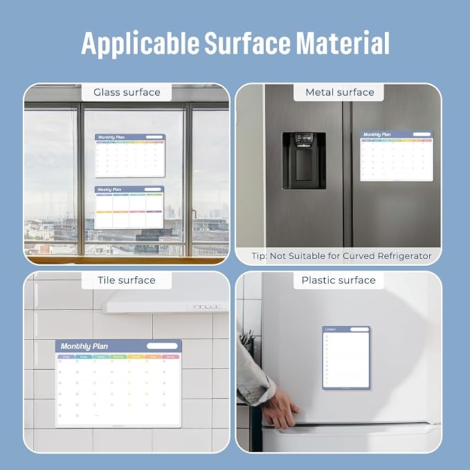 Loukin 17"x11.8" Weekly Dry Erase Calendar 2 Pack, Electrostatic Adsorption - Image 5