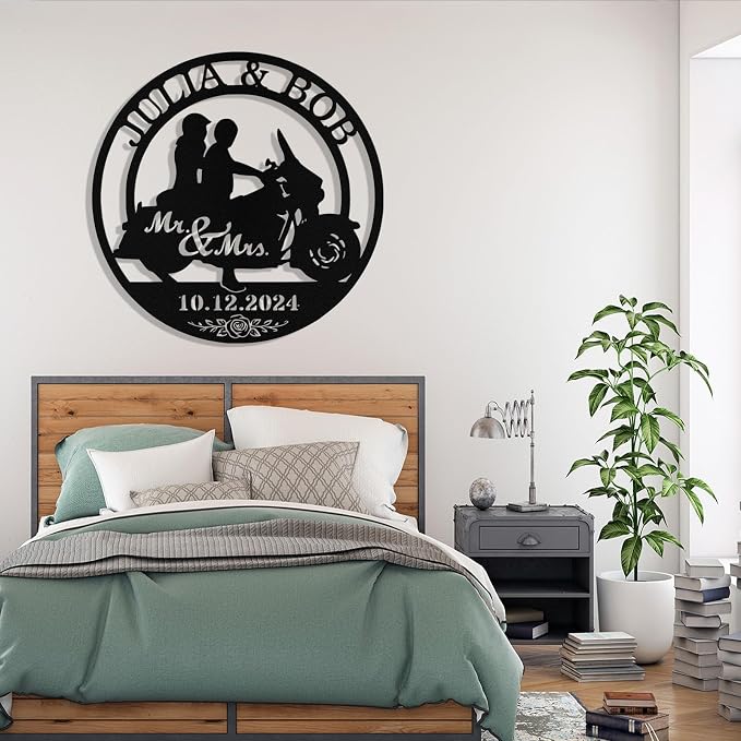 Custom Motorcycle Couple Metal Signs Personalized Couple Name Sign Motorbikes - Image 6