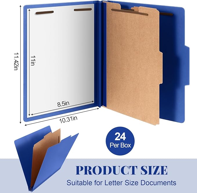 Skyygemm 24 Pcs Classification Folders Letter Size, 1 Divider Pressboard File - Image 2