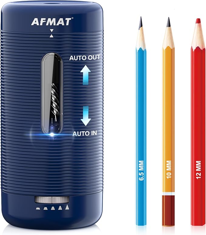 AFMAT Electric Pencil Sharpener, Fully Automatic Pencil Sharpener, Auto in & Out by AFMAT