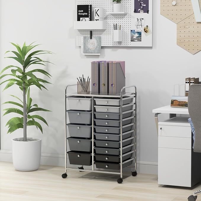 HAPPYGRILL 15-Drawer Rolling Cart, Storage Carts - Image 2