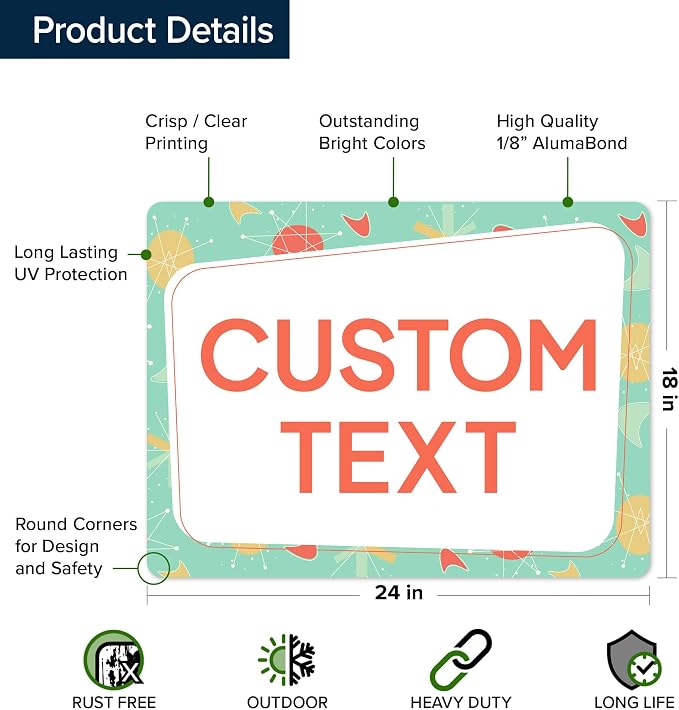Custom Sign, Custom Street Sign, 11 Font Colors, 13 Font Styles, 4 Hole Options - Image 6