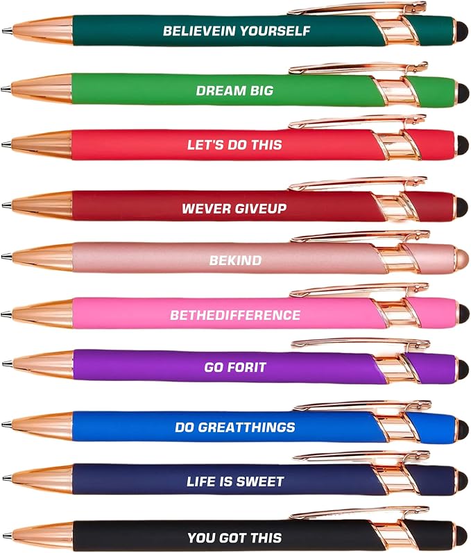 CRME 10 Colore Inspirational Pens Set Laser Engraving Every Pen has Different by Unknown